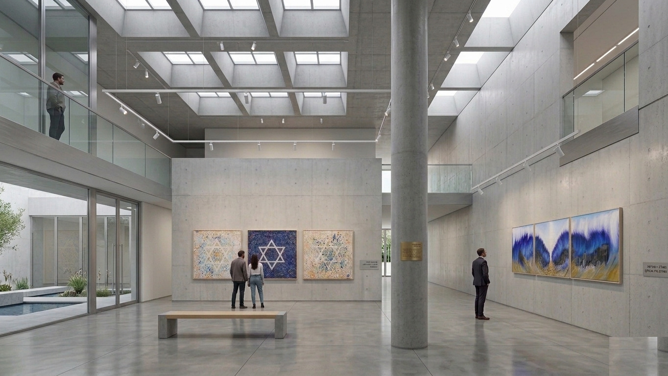 Rendering of the artworks in an exhibition space